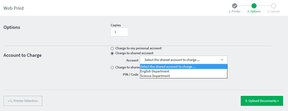Charging to a shared account
