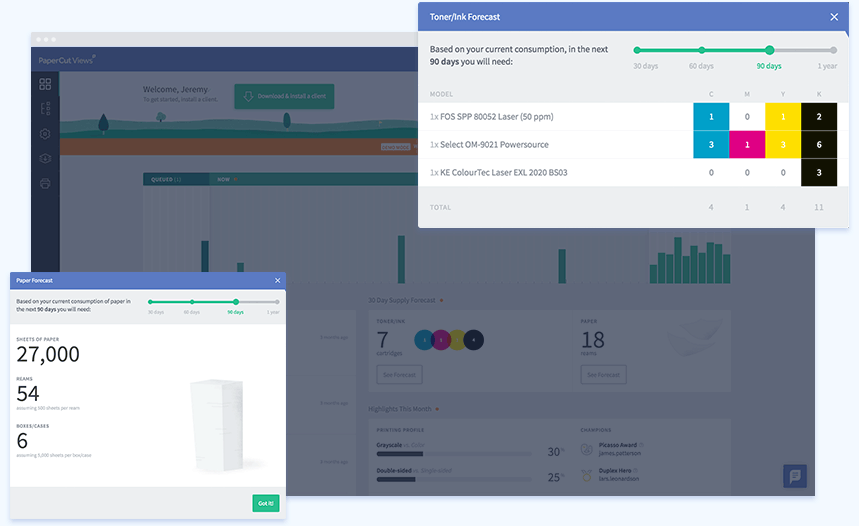 dashboard on desktop