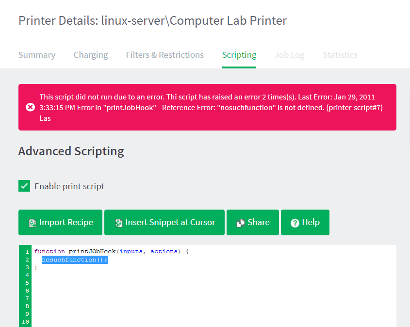 Advanced scripting runtime error Advanced scripting runtime error