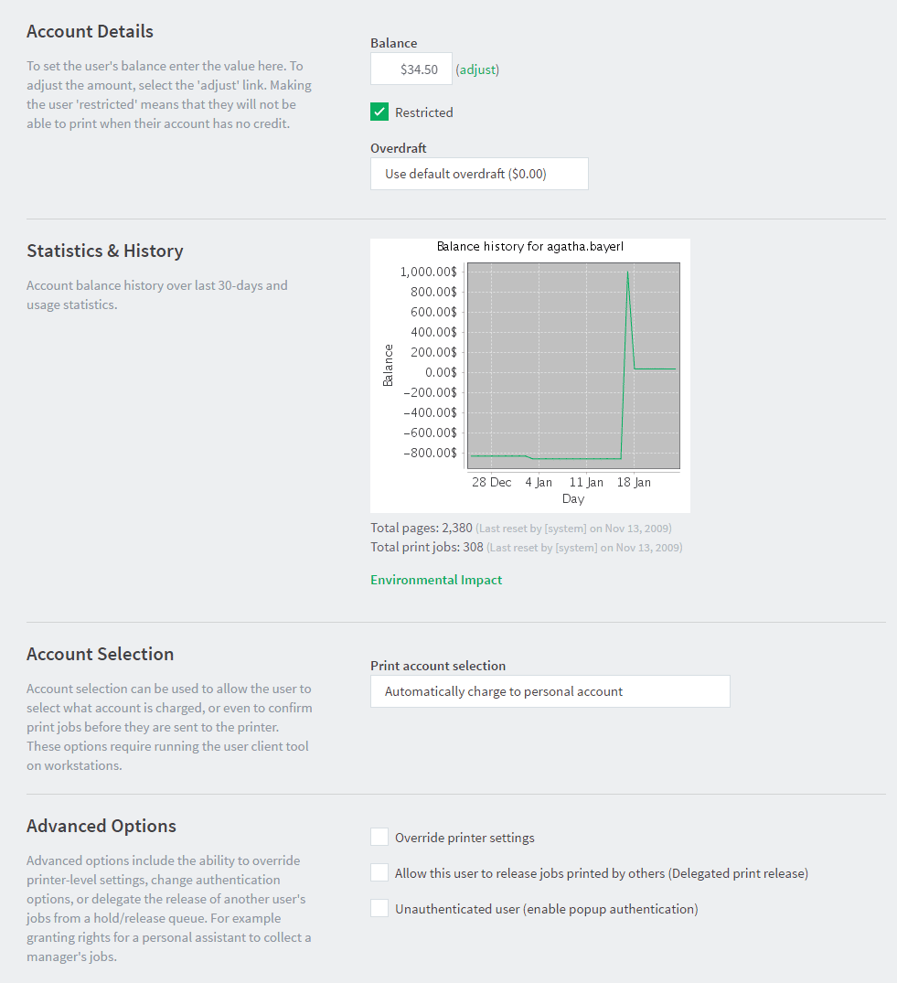 Details page for a user Details page for a user