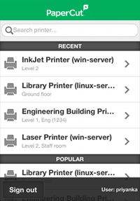 Mobile Release Printer List