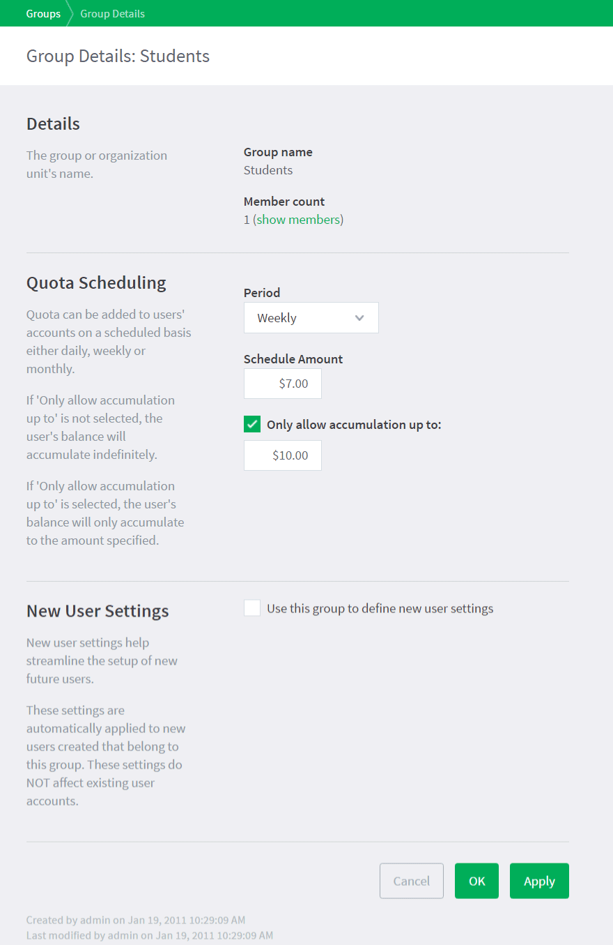 Assigning a weekly quota for students Assigning a weekly quota for students