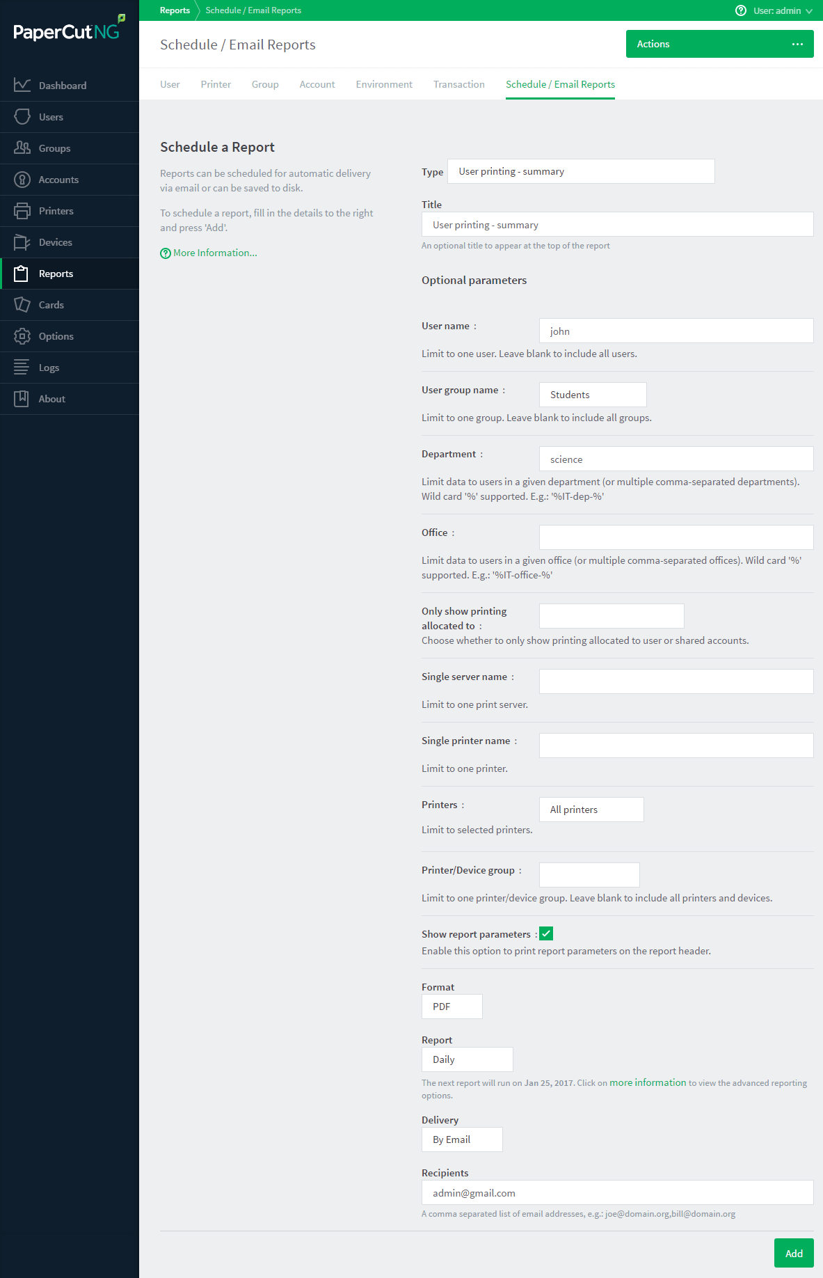 Schedule reports for automatic generation and emailing Scheduled Reports
