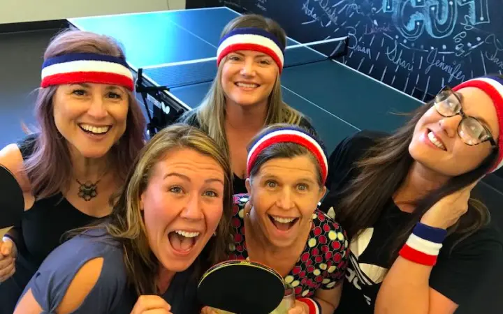  Happy staff in group 