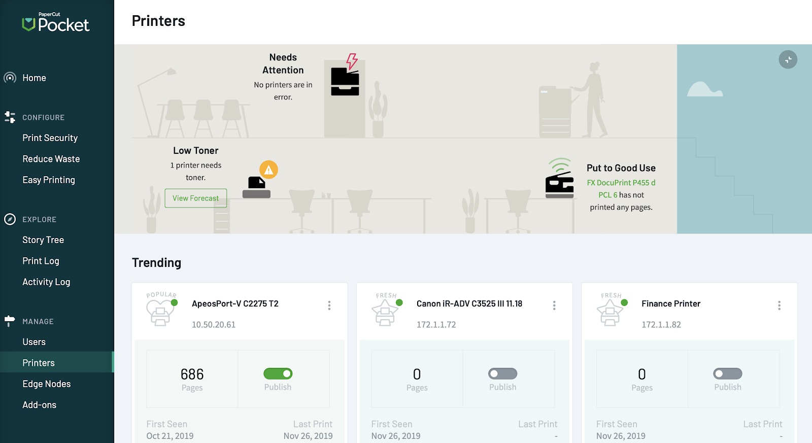 Print queue printer driver managed | PaperCut