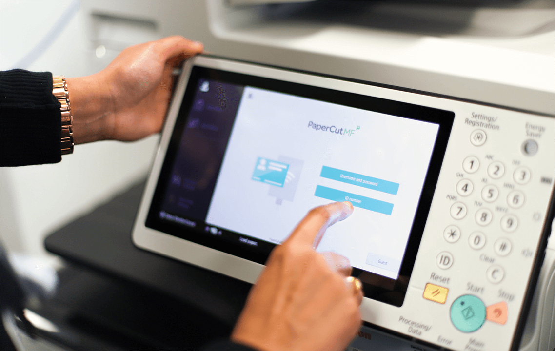 PaperCut MF user authentication screen