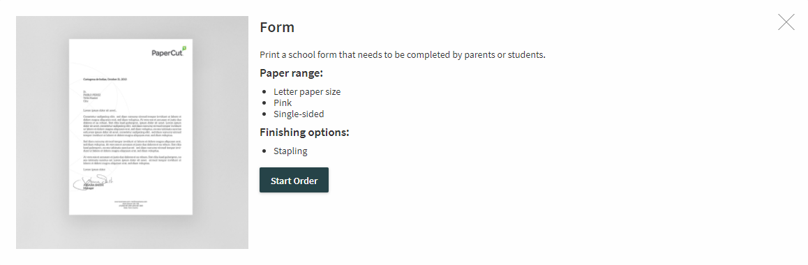 A screenshot showing the description of the form product