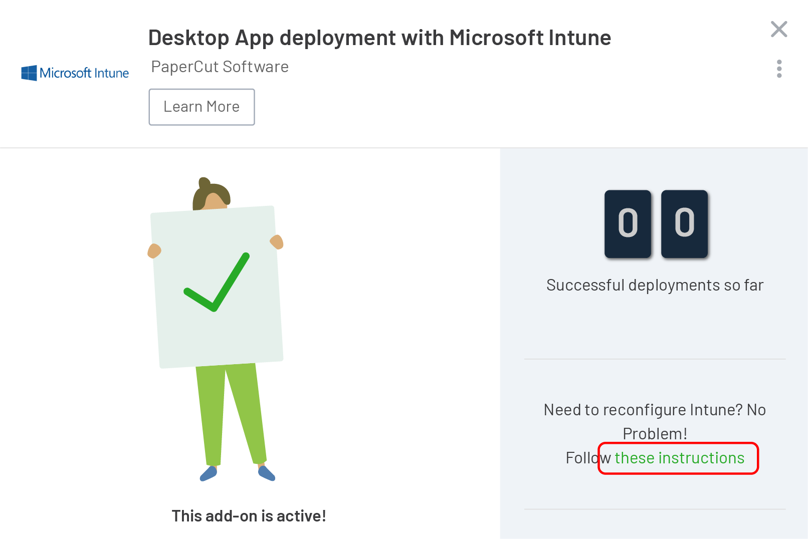 PaperCut Pocket & Hive admin interface - Intune add-on connected