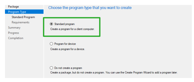 SCCM - Select standard program