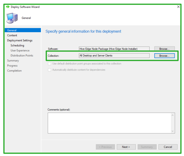 SCCM - Select deployment collection