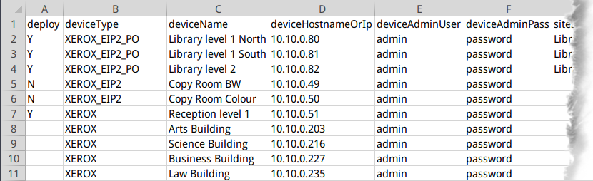 Demo Xerox CSV