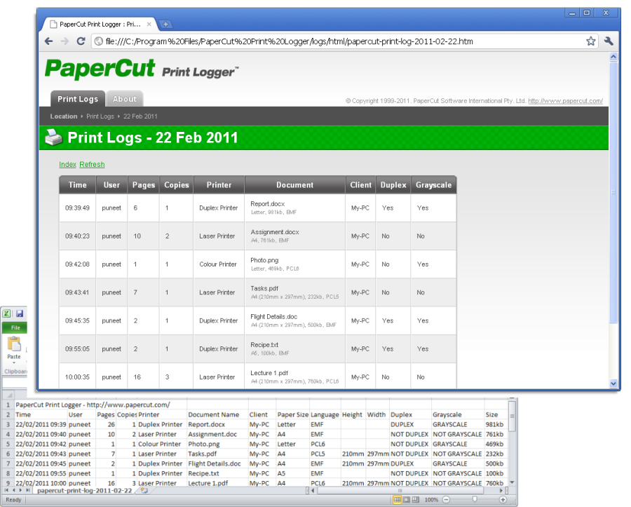 PaperCut Print Logger screenshot