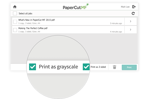 Default duplex and grayscale settings