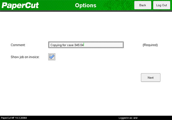 An image showing the PaperCut MF Shared Accounts options