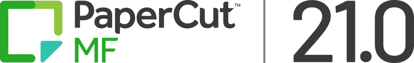 PaperCut MF logo with 21.0
